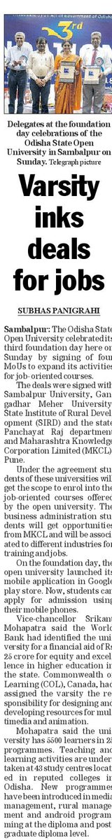 OsouOdisha's tweet image. Foundation Day Celebration
Media Clipping-3
The Telegraph
#JoinOSOU