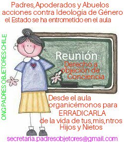 Padres debemosAccionar desde el interior delColegio paraDetener elAvance de la Ideología deGénero.
Nuestros hijos están en peligro.
No somos homófobos,somos ciudadanos Padres en RESISTENCIA a la hipersexualización de nuestros niños en el aula.
Este acto VULNERA derechos del niño.