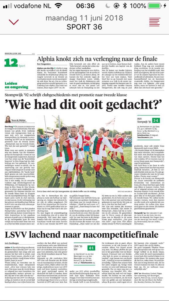 Promotie met <a href="/Stompwijk1/">Stompwijk'92 1</a> #eenteam #pakjebeloning #geschiedenis, en wat een gave dag met een uitgelopen dorp en een volle kantine. #supportes #stompwijk92