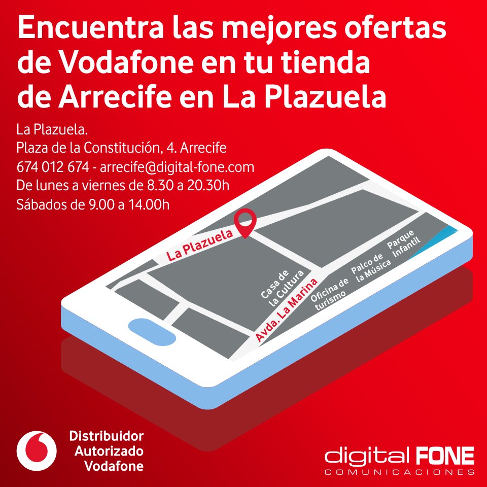 canarias_digi's tweet photo. 😊👉Tu tienda Vodafone en Arrecife se encuentra en La Plazuela con todos los servicios que necesitas 👌😊 #arrecife #lanzarote #islascanarias #vodafone #digitalfone https://t.co/csobq7llLu