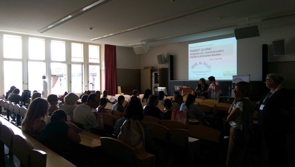 DachSymposium's tweet photo. Understanding diversity, taking opportunities, avoiding conflicts in clinical trials - Fadja Ehlail is speaking about foreign patients in #clinicaltrials https://t.co/ujho4Y32Be