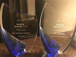 We are thrilled to have won 2 awards at the @AIGLifeUK Quality Awards on Thursday. 🏆 🏆