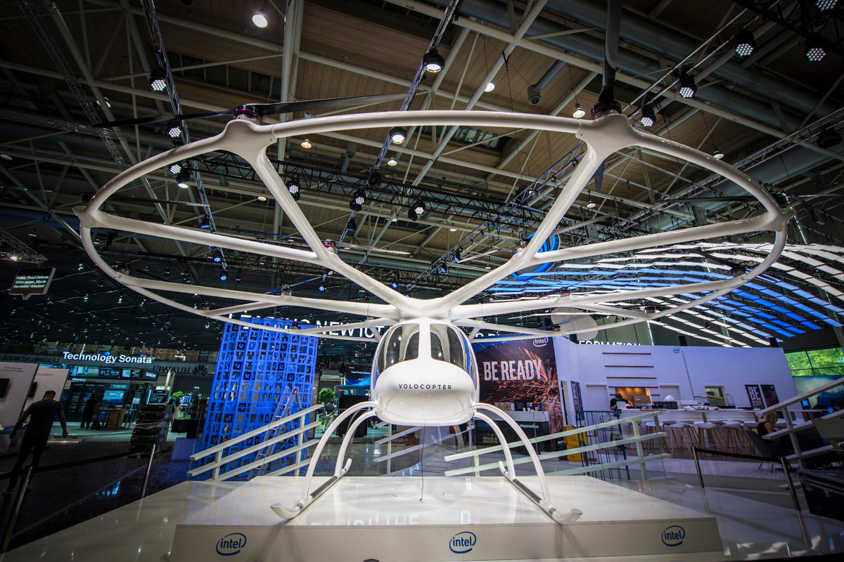 IntelBusiness's tweet photo. Learn how Intel helps to reinvent urban mobility and is shaping the future using #AI. → https://t.co/60FsDNobve #CEBIT18 @parleyxxx #volocopter https://t.co/8RoACMOyHZ