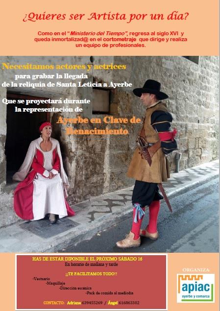 AyerbeTurismo's tweet image. ¿Tenéis #plan para este Sábado 16? No? Desde @APIACAyerbe nos proponen participar en un #corto para grabar la llegada de las #reliquias de #SantaLeticia a #Ayerbe. Toda la info en la foto. #Actores #Actrices #EnclavedeRenacimiento #HoyadeHuesca #ReinodelosMallos