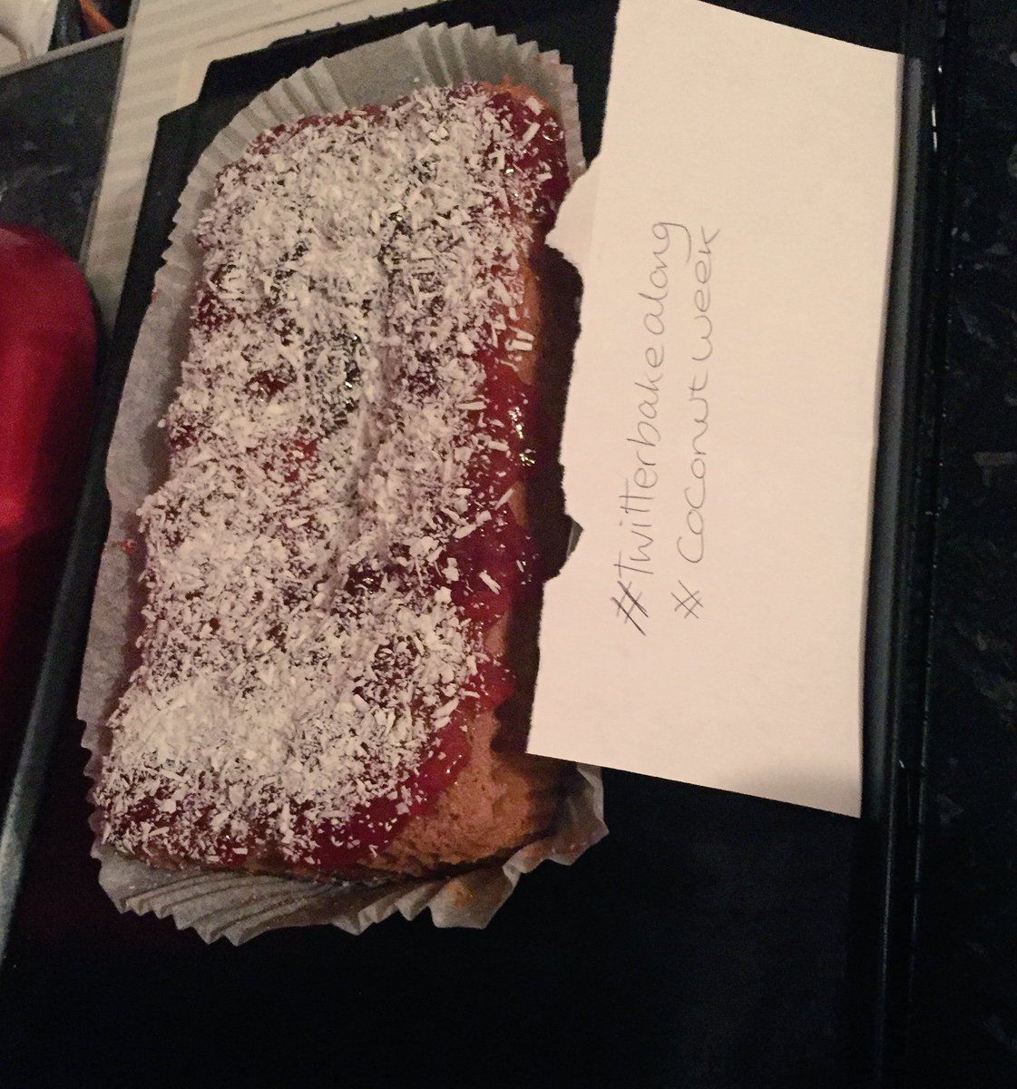 Sexyladi84Nicks's tweet photo. Forgot to upload last night my #TwitterBakeAlong is coconut sponge topped with jam and coconut @thebakingnanna1 @Rob_C_Allen #coconutweek https://t.co/C86vaTJFrQ