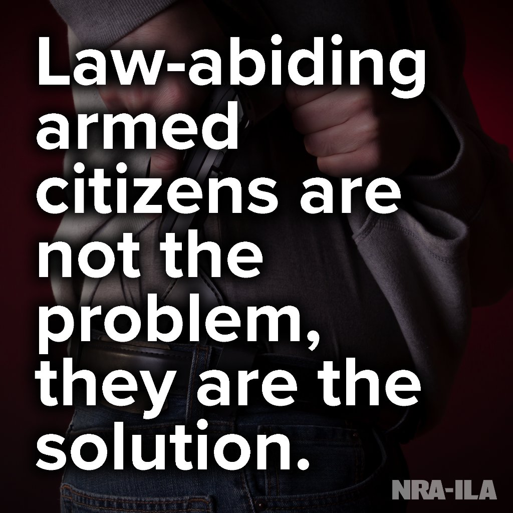 NRA's tweet image. Law-abiding citizens are not the problem, they are the solution. ✅ #NRA #2A #DefendtheSecond #Truth