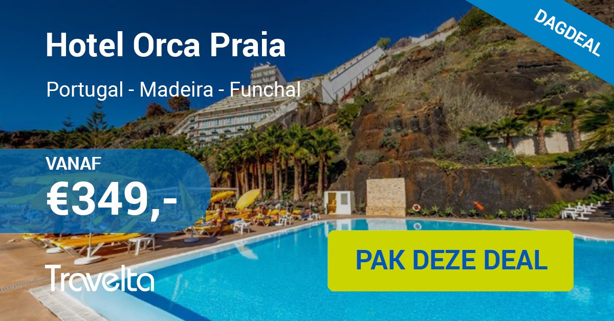 Travelta's tweet photo. Dagdeal 11 juni: Hotel Orca Praia - Madeira
8 dagen vanaf €349,- p.p. ➜ https://t.co/X3IZ3mGweR https://t.co/EWFXaJVI37