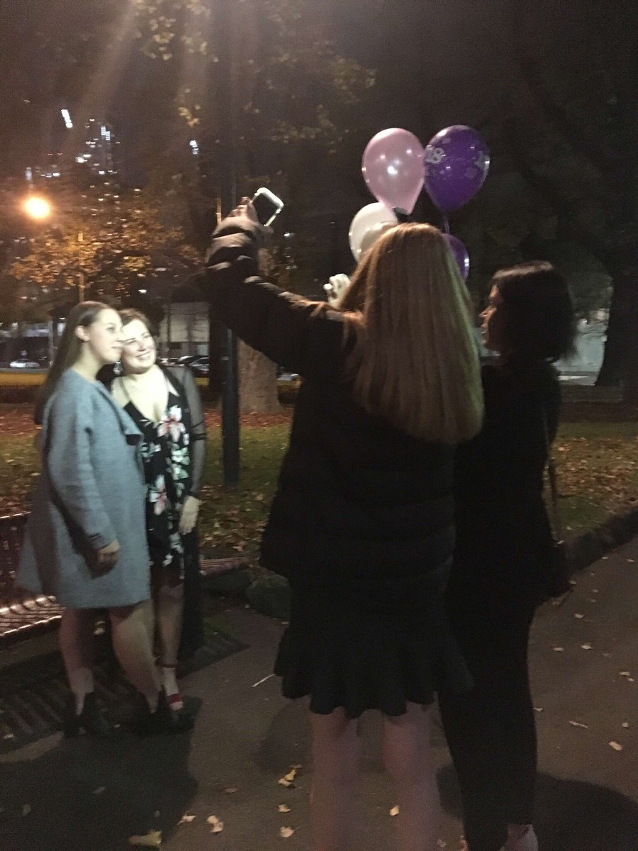 h2rose's tweet photo. When your squad extra af in the middle of a dark park carrying around balloons to be even more extra https://t.co/oWZ7rGZylG