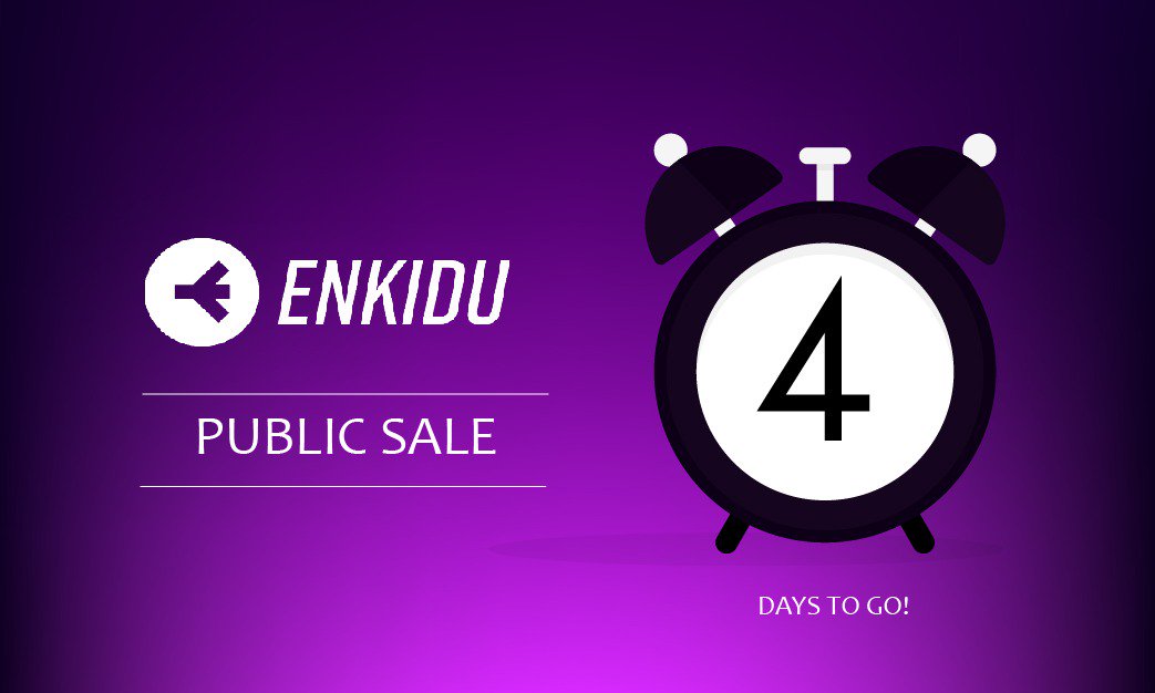 Click here to Whitelist for the upcoming Crowdsale! 
bit.ly/2JE7LHK

Only 4 Days left...
#EnkiduICO