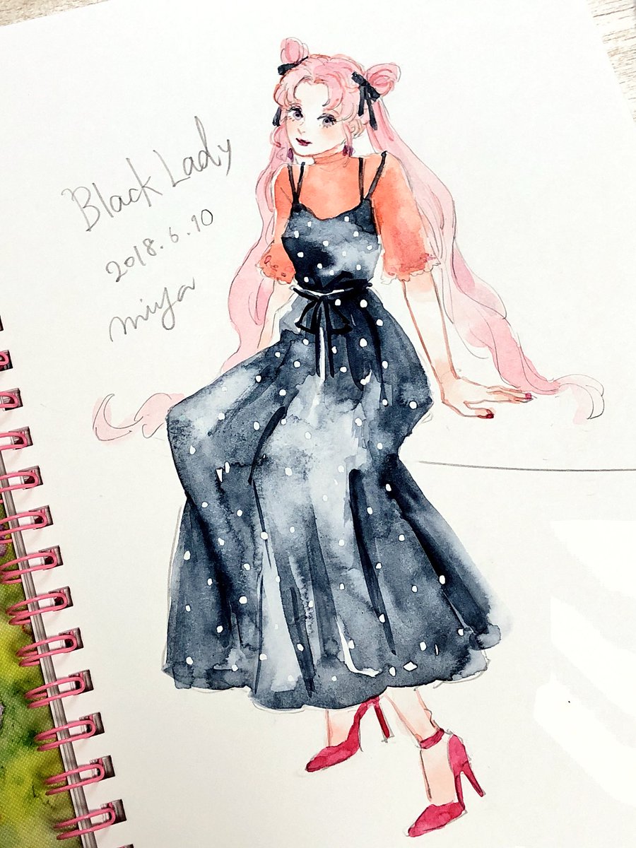 chibi usa 1girl solo long hair double bun pink hair hair bun dress  illustration images