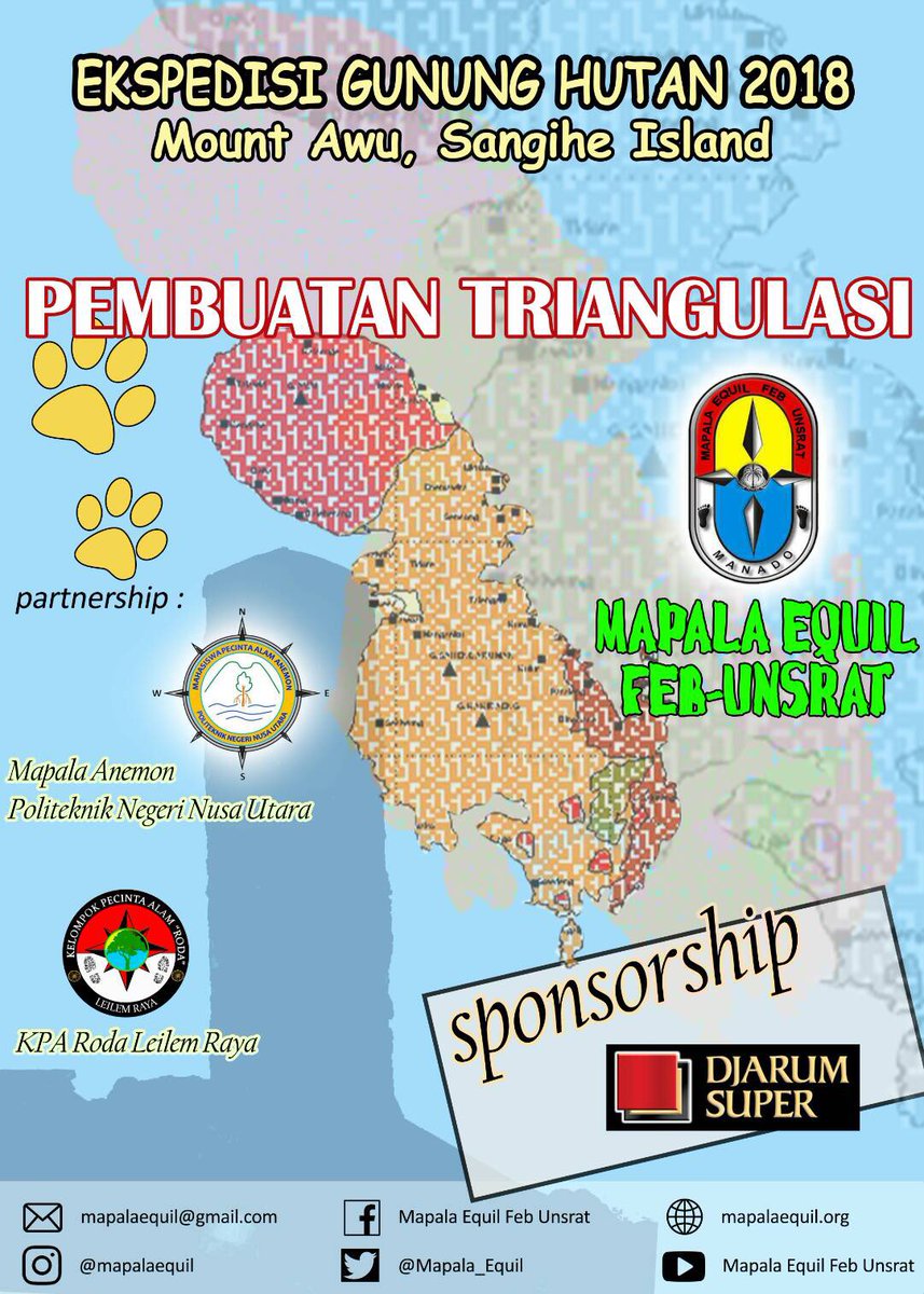 Mapala_Equil's tweet photo. H-1
Sekitar 8 jam tim ekspedisi akan berlayar dari Manado menuju pulau Sanger yang letaknya berada di ujung bagian utara pulau sulawesi.
Kegiatan ini disponsori oleh Djarum Super dan bekerjasama pula dengan Mapala Anemon Politeknik Negeri Nusa Utara dan KPA Roda Leilem https://t.co/9OUKlJJw2I