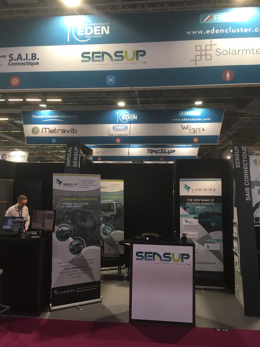 sensuptech's tweet photo. @sensuptech is ready to welcome you on @EDENcluster pavilion booth GF 733 for #Eurosatory day 1 !
#defence #laser #lidar https://t.co/5DM0H514BS