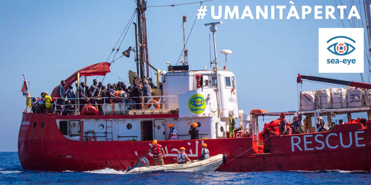 SeaEye_It's tweet photo. Grazie a tutti coloro che stanno tweettando con l'hashtag #umanitàperta! Oggi più che mai, come ONG che opera nel Mediterraneo, abbiamo bisogno del vostro sostegno. Ora è importante tutelare tutte le 629 persone a bordo di nave Aquarius! #apriteiporti https://t.co/pawFWH0XIR