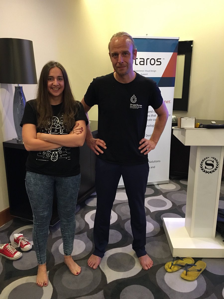 MadaPosto's tweet photo. The last session didn’t just teach me about chat bridges, it taught me that whatever feels right, you must do. One of the most relaxed speakers from whom I learned a few tricks for my next session. Thank you @040lab ... p.s. finally someone gets my barefoot mood. #DrupalHackCamp https://t.co/UiEcLbykfF