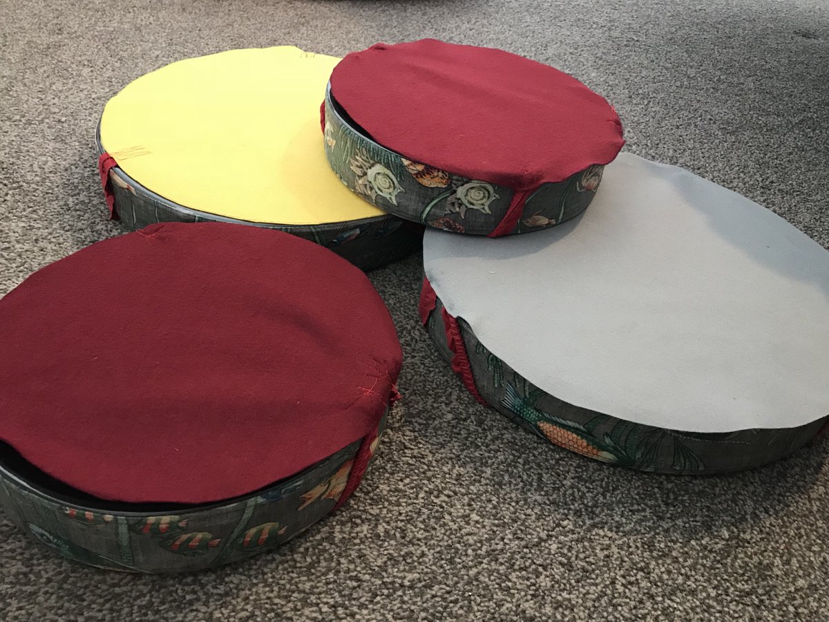EmilyTullyMusic's tweet photo. Made drum covers so the ocean drums stay shiny. We can even play the drums with them on for a new sound and a different sensory experience. #senmusic #sensorymusic #seneducation #doingthingsmusically #communicationthroughmusic #autism #pmld #singing #musicteacher #enabledbymusic https://t.co/MyPeXGsunr