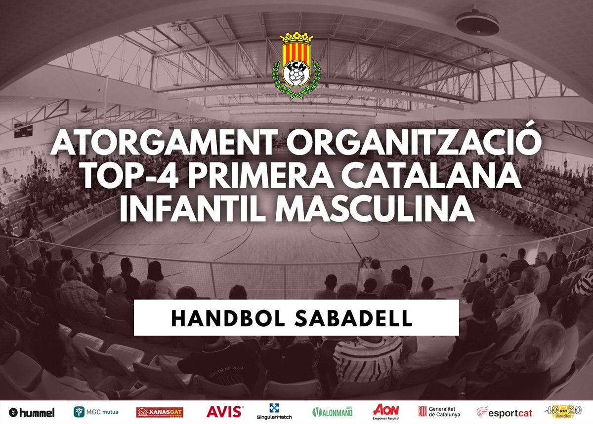 FedCatHandbol's tweet photo. 📣 La @FedCatHandbol fa públic que el #Top4CAT de 1a Catalana Infantil Masculí i Cadet Masculí es disputaran a les ciutat de Sabadell
(@CASbdHandbol) i Lleida (@CHPardinyes) respectivament 📍, durant el cap de setmana del 16 i 17 de juny ❗
👉 IM - Sabadell
👉 CM - Lleida https://t.co/dcjGp0N268