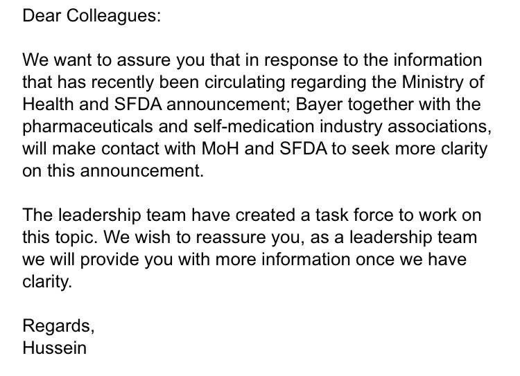 Ph_Saudization's tweet image. #باسم_الصيادله_شكرا_وزير_الصحه 
 ايميلات مدراء أهم شركات الأدوية لموظفيهم ردا على قرارSFDA بنفس الصيغة والكلمات،، لوبيات حقيقية ضد مصالح الوطن وأبناءه
@Ahmed_S_Alrajhi
 @tfrabiah
 @aljadhey
 @ialjuffali
 @kabalkhail22 
 @aymanaabdo