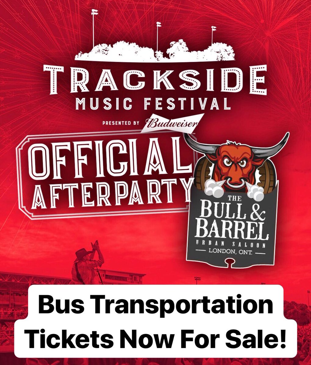 Get your <a href="/Trackside_Fest/">Trackside Festival</a> Official After Party Bus Tickets ASAP!! Tickets here- ticketweb.ca/event/tracksid…