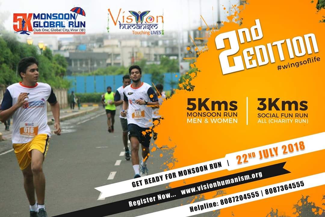 VisionHumanism's tweet photo. Change the way you spend your weekend.
Run at First Monsoon Marathon in the rain on 22nd July 2018.
5 kms / 3 kms
Register at:- https://t.co/6vuCXQfwj7
For offline registration call us at: 8087914555 / 8087204555
#MonsoonRun #WingsOfLife #MonsoonSeason #5KMonsoonGlobalRun https://t.co/miQdqXMhzx