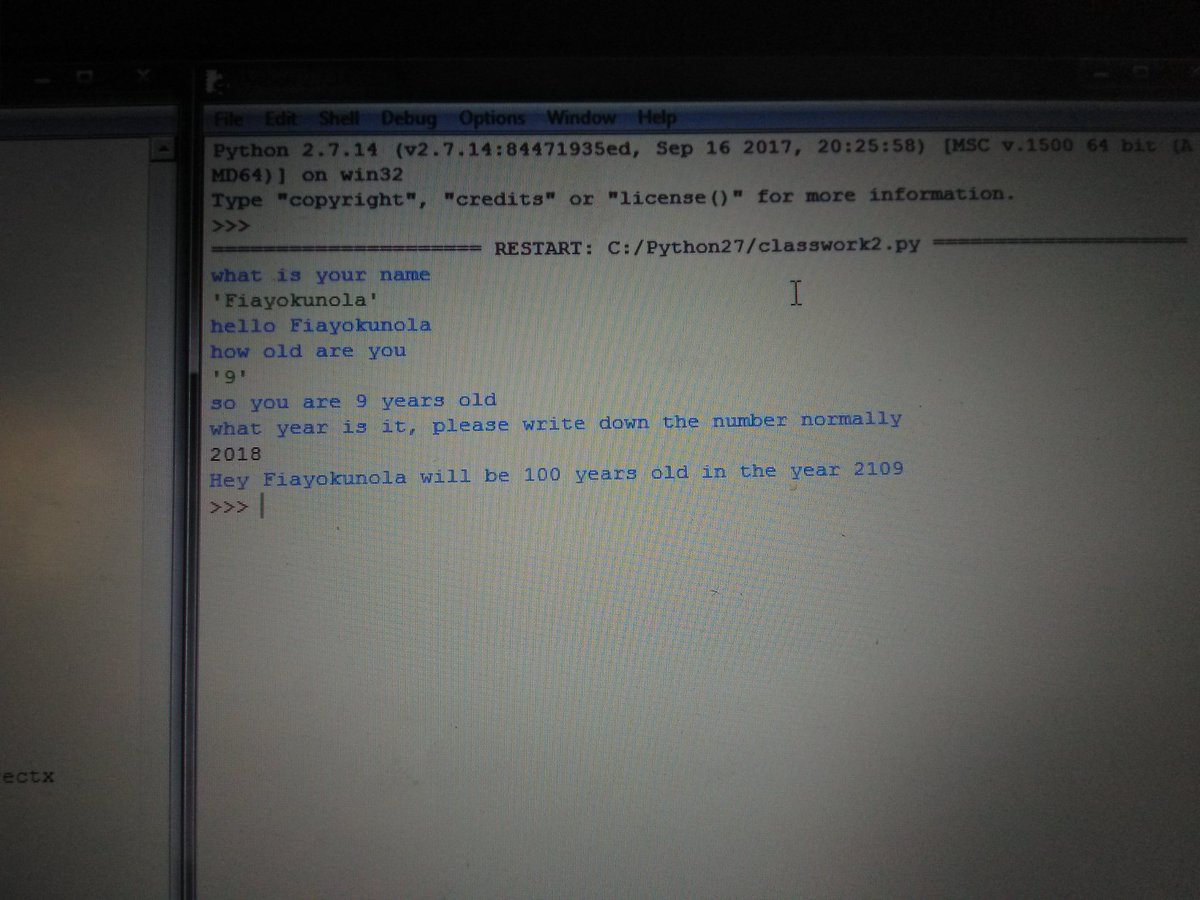 CodeRookies's tweet image. Meet Fiayokunola, 9yrs old, wrote his first #Python #Program inspired by @practice_python series of questions @aishaxbello @codeorg @adafruit @Raspberry_Pi @ichux @CodeClub @arduino @hadip @venikunche #Lagos #Nigeria @wonexo