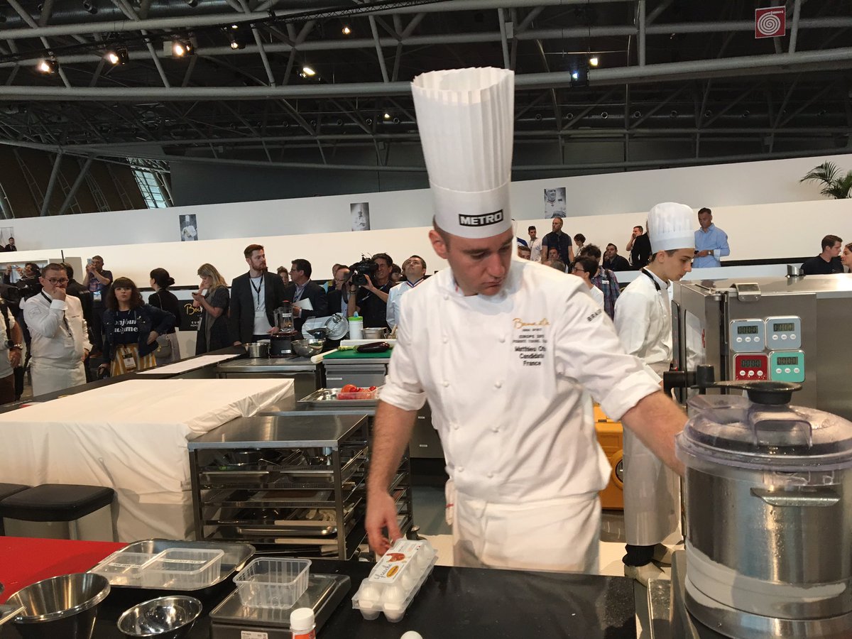 Bocusedor's tweet photo. 8th team: la France 🇫🇷! Matthieu Otto and Louis De Vicari 👨🏻‍🍳👨🏻‍🍳 @TeamFrBocusedor are super hot, also thanks to their fantastic supporters! #bocusedoreurope #BocusedOr #teamfrancebocusedor https://t.co/dv7TKRcSdQ