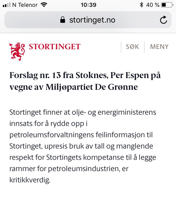 josteist's tweet photo. «manglende respekt for Stortingets kompetanse» https://t.co/urKVc90sbt