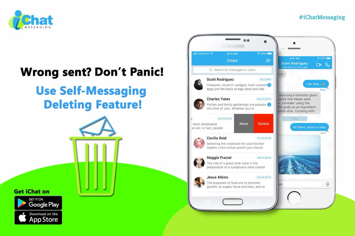 ichatmessaging's tweet photo. Sent your message to the wrong person.Stay calm, and remove that message through our amazing self-messaging deleting feature so there's no single trace of that message would appear in your chat or in your receiver's chat box anymore. 

#iChatMessaging #Chat #SelfMessagingDeleting https://t.co/H9ylphpGuX