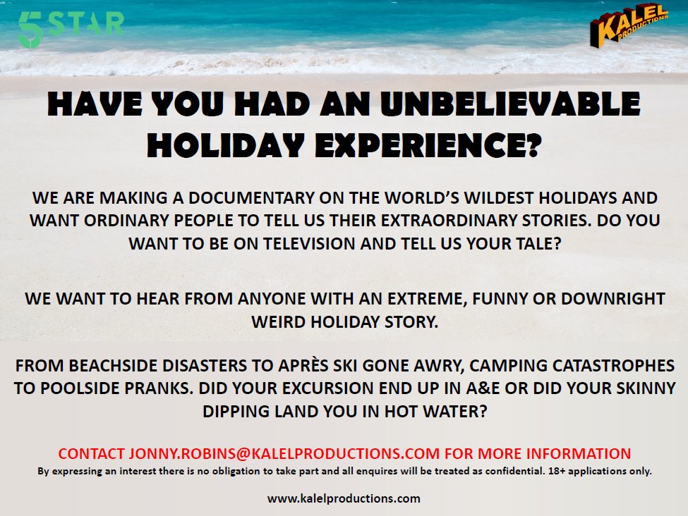 jonnyrcasting's tweet image. Final week of filming. Last chance to come to our studio and share your holiday stories. #casting # castingcall #holiday