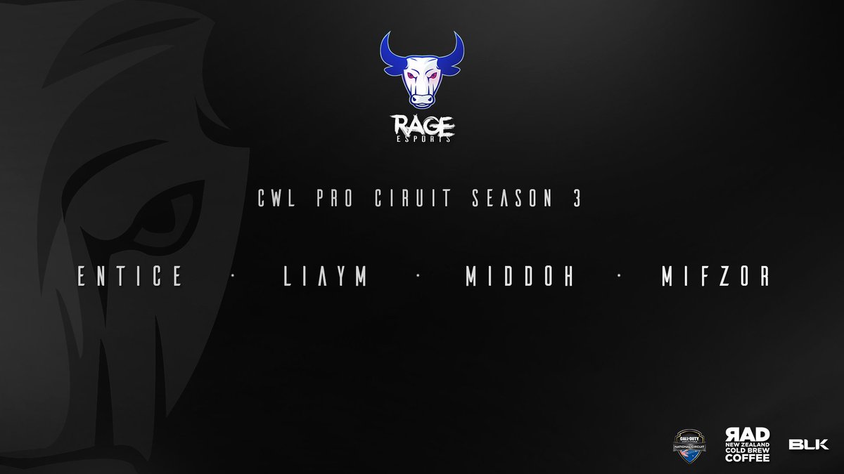 RageESC's tweet photo. We're back and return for season 3 of the CWL National Circuit!

With a familiar roster:

@Bentjce 
@LI4YM 
@Midddoh 
@mifzor 

#BeEnraged😈 https://t.co/Ddx3fxVUje