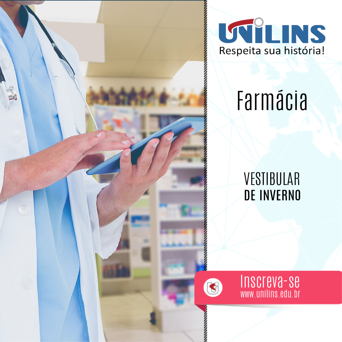 Vestibular de Inverno 2018
unilins.edu.br/vestibular?rds…
#Farmacia
Inscrições a partir de 20/06
ENEM ou Prova Agendada