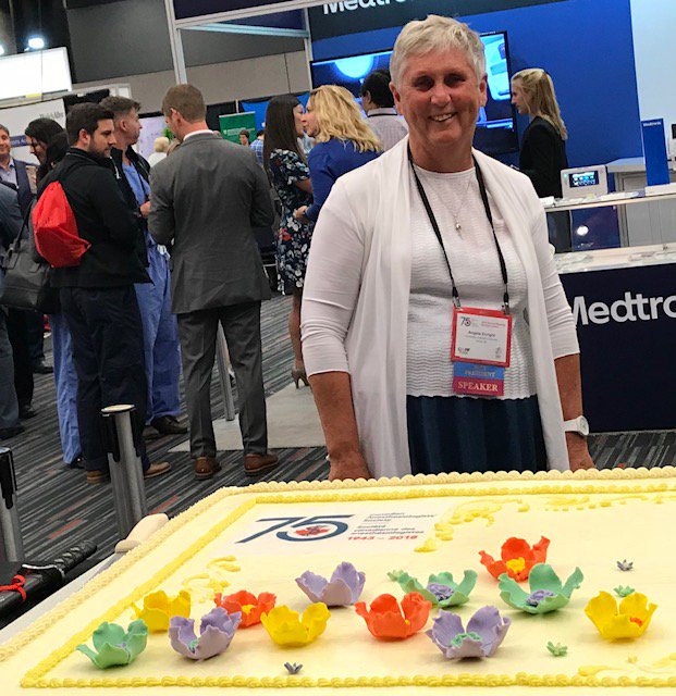 SaferSurgery's tweet photo. #Lifebox trustee Dr Angela Enright celebrates #CAS75 at #CAS_SCA2018! A former president of @CASUpdate, @wfsaorg, and a member of the Order of @Canada, we think this photo is a perfect opportunity to celebrate *her*, and the life-changing impact she has had on global anaesthesia. https://t.co/pHckd42c5W