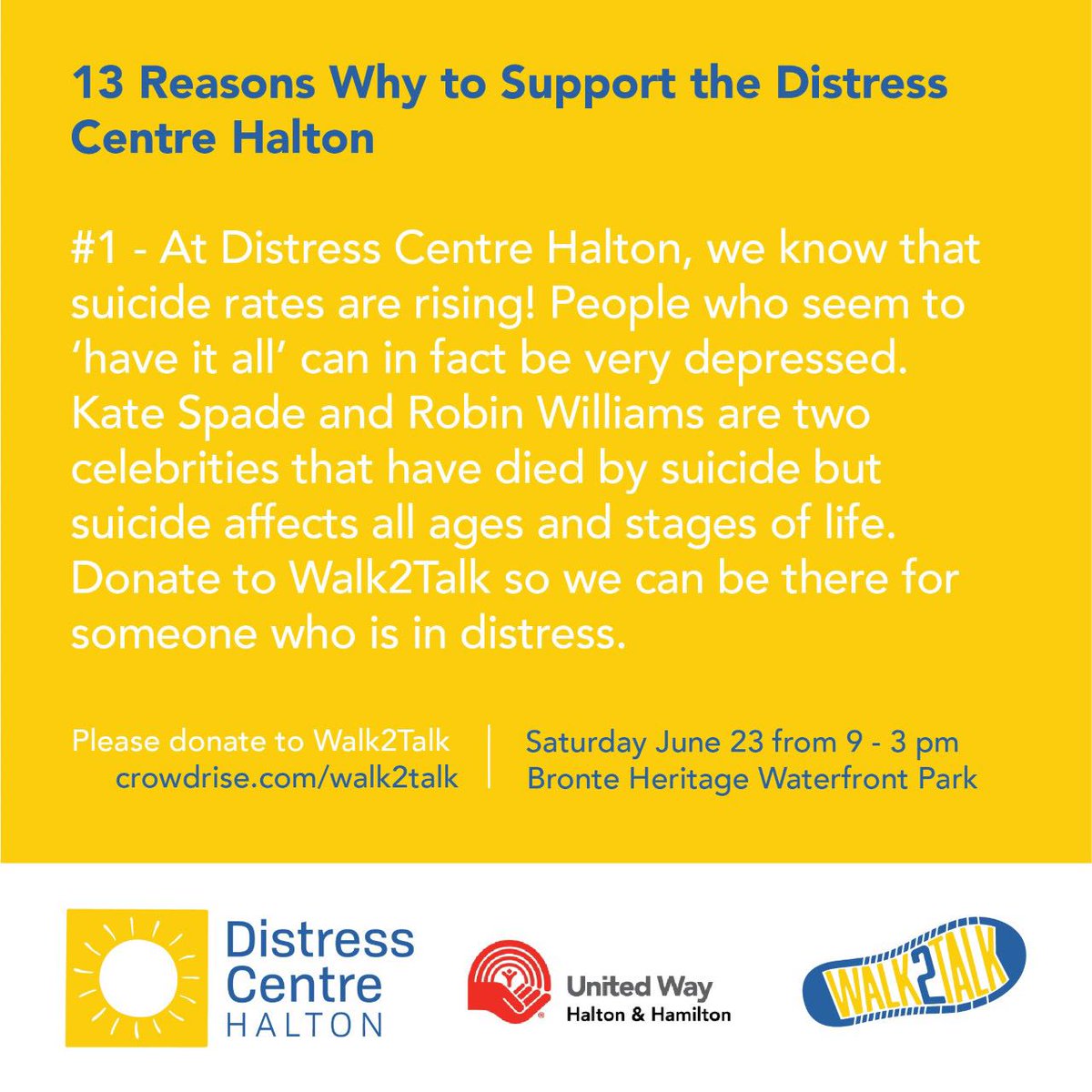 DCOakville's tweet photo. To register or make a donation visit our #Walk2Talk page: https://t.co/2NBfj386dv. Thank you! #Oakville https://t.co/2GVP4ckhhe