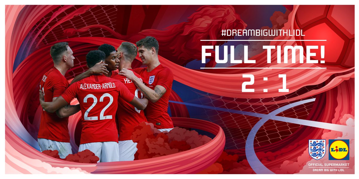 LidlGB's tweet photo. That's the final whistle, @England win 2-1, great performance from the team! #ENGTUN #DreamBigWithLidl https://t.co/BQUEKbh8rx