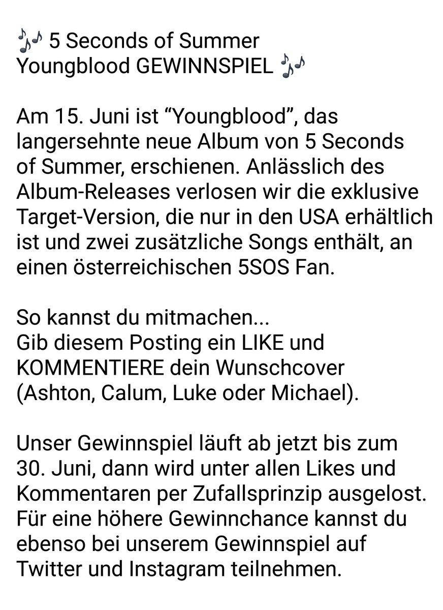 5SOSCrewAUT's tweet image. 🎶 5 Seconds of Summer Youngblood GEWINNSPIEL 🎶