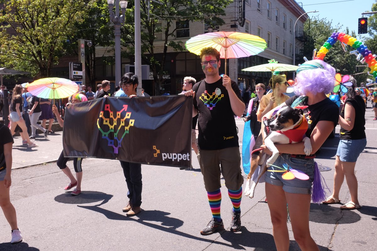 puppetize's tweet photo. We had a great time celebrating #pride in the Portland Pride Parade yesterday! π #lifeatpuppet https://t.co/gfRQKDpCEL