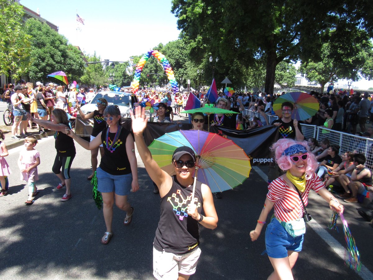 puppetize's tweet photo. We had a great time celebrating #pride in the Portland Pride Parade yesterday! π #lifeatpuppet https://t.co/gfRQKDpCEL
