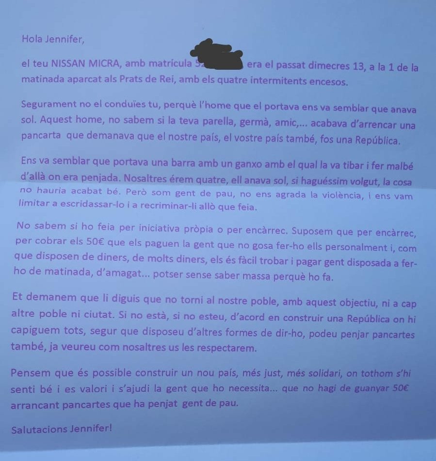 GuajeSalvaje's tweet photo. ¿Para qué graban a quien quita basura amarilla? Para hacerse con tus datos y "marcarte".
A partir de tu matrícula, descubren tu nombre y dónde vives, y te dejan una carta de aviso en el buzón.
No vuelvas o atente a las consecuencias.
Al estilo de la Mafia, pero con una sonrisa. https://t.co/gkraMH7JzZ
