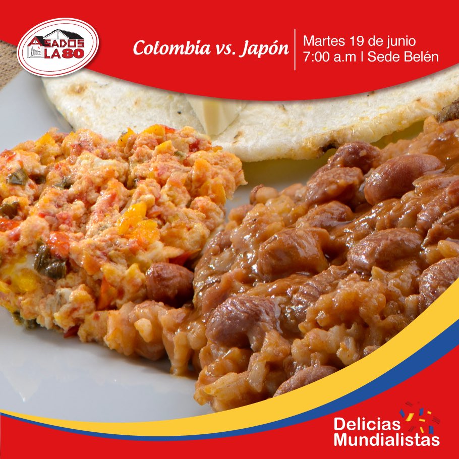asadosla80's tweet photo. Falta muy poco pa' vibrar con emoción al ver a la tricolor en acción. Reservá tu desayuno mundialista, en el 403 4040, pa' que apoyemos juntos a Colombia en #AsadosLa80, y al mejor estilo antioqueño, con las delicias de nuestra tradición y toda la pasión por la tricolor🇨🇴 https://t.co/IaegpUgYq3