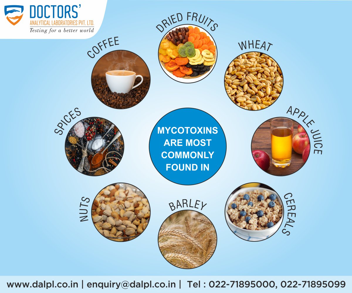 DALPLTesting's tweet image. #Mycotoxins are toxic metabolites produced by molds. They can have serious acute and chronic effects on the health of humans as well as animals. 
Mycotoxin analysis of food and feed is therefore necessary and often required by regulation. @amcrasto
#FoodSafety #Health #Testing