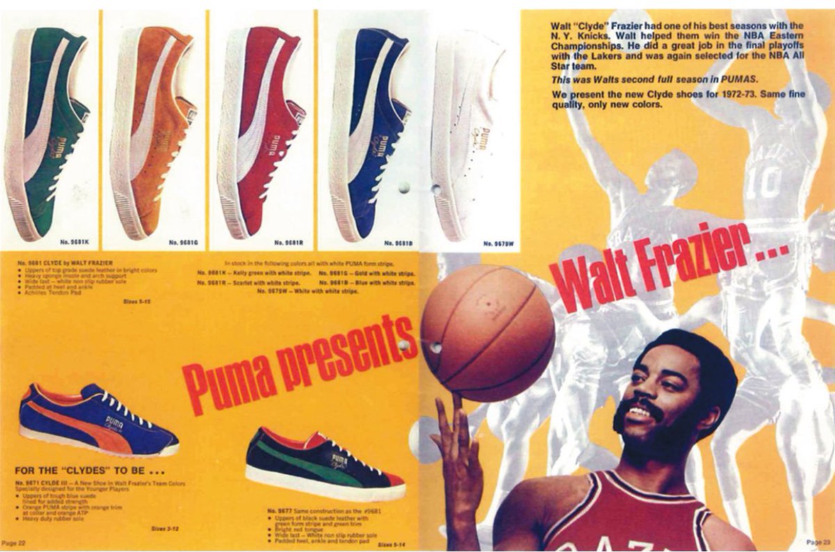 circulation Underline civilization Darren Rovell on Twitter: "The worst kept secret: Puma is back in basketball.  Company signing their first endorser Walt Clyde Frazier to a lifetime deal.  Releasing 73 limited editions pairs at place
