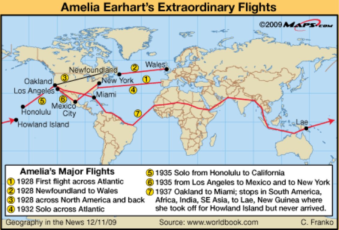 X 上的🥔🗺️ ᴘᴏᴋᴀᴛᴇᴏ ᴍᴀᴘs：「On #ThisDayinMaps in 1928 – Aviator Amelia Earhart becomes the first woman to fly in an aircraft across the Atlantic Ocean (she is a passenger; Wilmer Stultz is