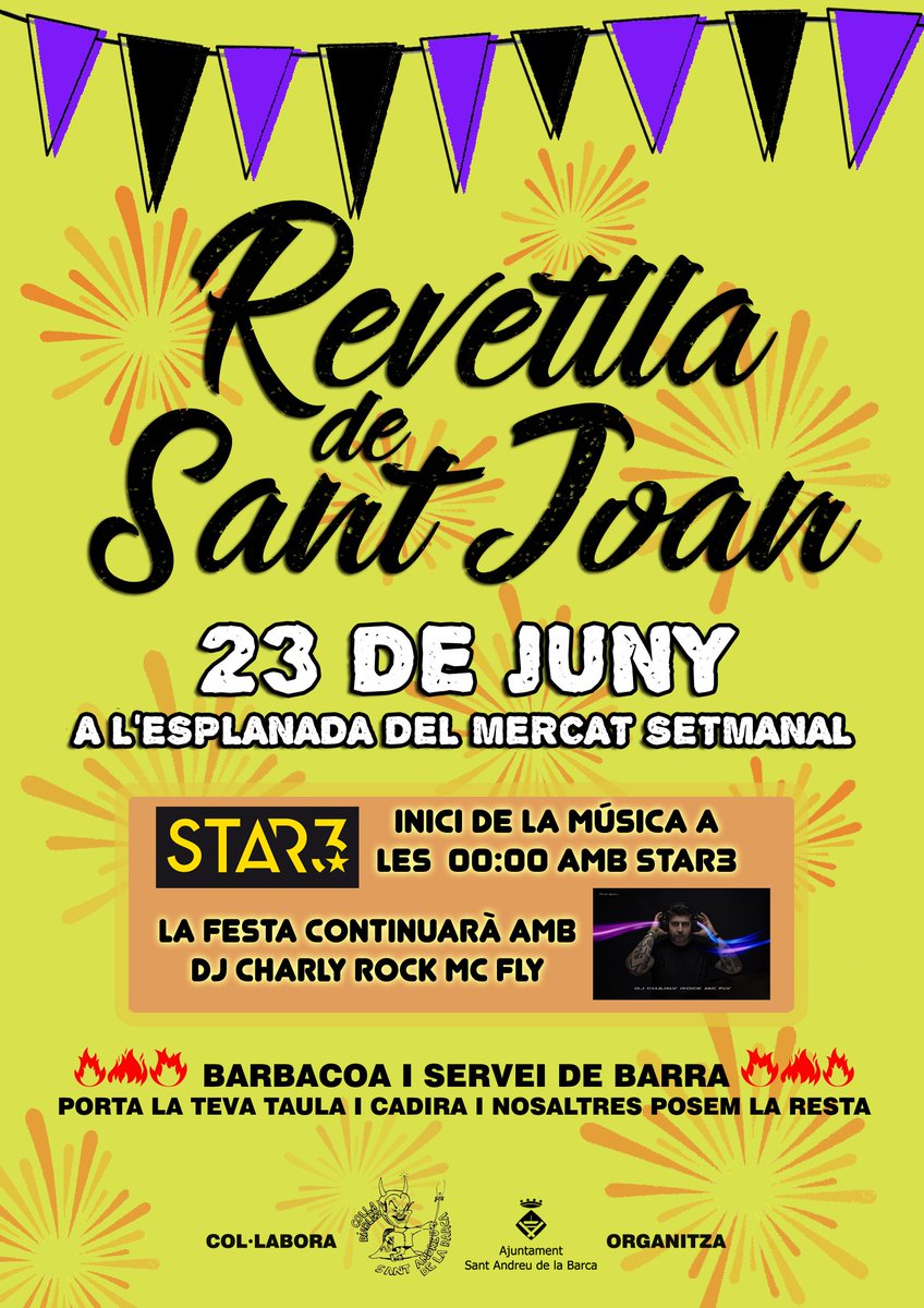 DiablesSAB's tweet photo. 🔥🔥🎶🍻REVETLLA DE SANT JOAN 2018🍻🎶🔥🔥
GAUDIU AMB NOSALTRES DE LA NIT MÉS CURTA DE L'ANY!
Més informació a l'esdeveniment!

https://t.co/vE9YyOmEHp https://t.co/1xoTBqavLM