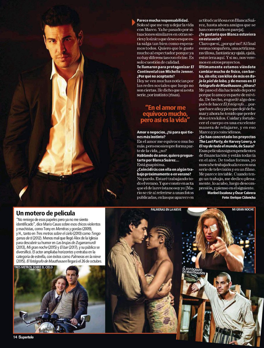 mcasasupdates's tweet photo. INTERVIEW: French translation of the interview with SUPERTELE Magazine + scans ; He talks about Instinto and his character, Blanca Suárez (yes, again!) and more. https://t.co/zIIMiTmQ9K