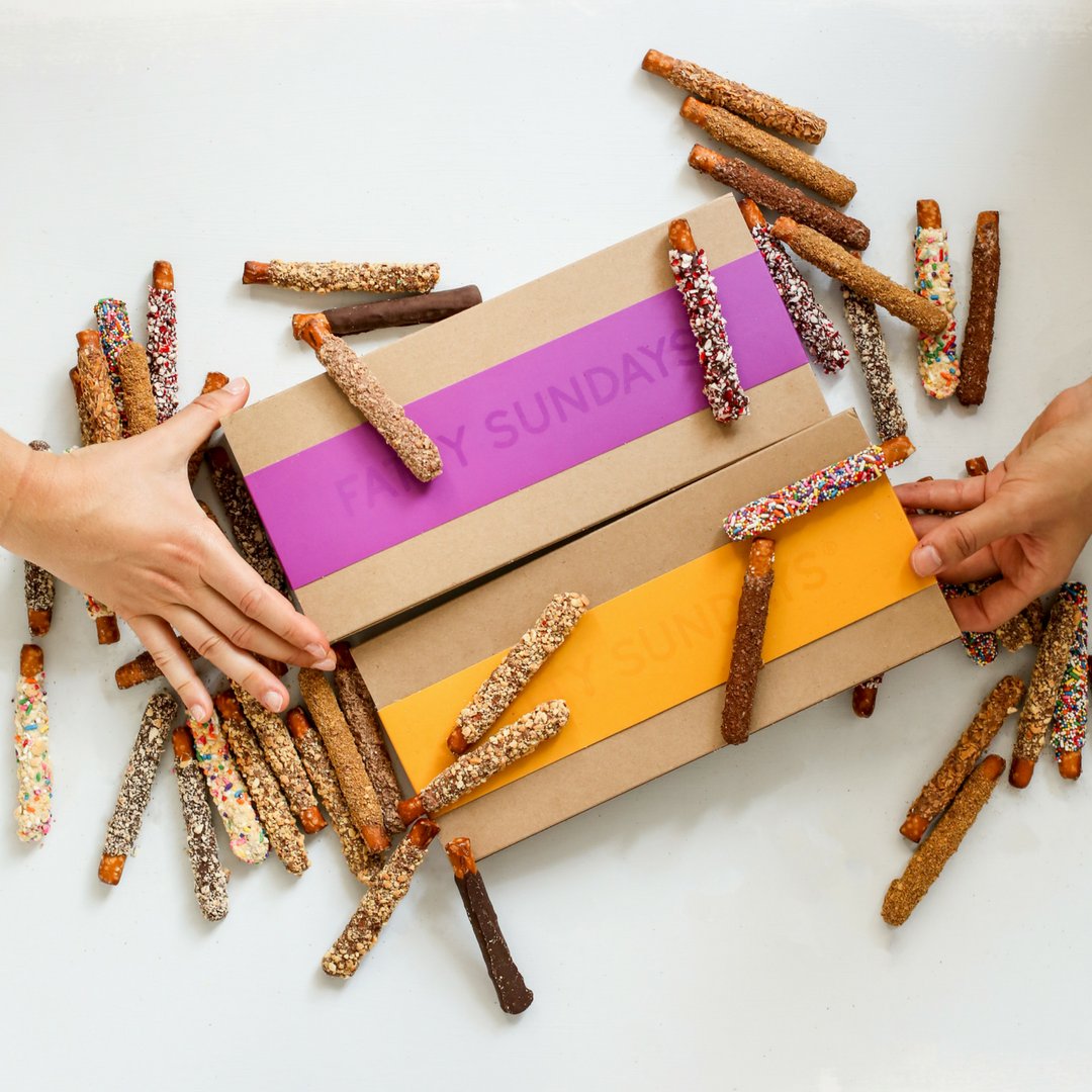 #BKEATS2018 exhibitor <a href="/FattySundays/">FATTY SUNDAYS</a> is taking over our BROOKLYN EATS Instagram today. Be sure to follow along to get an inside look from sisters Ali and Lauren, who co-founded <a href="/FattySundays/">FATTY SUNDAYS</a> in 2010 to create these gourmet chocolate covered pretzels.