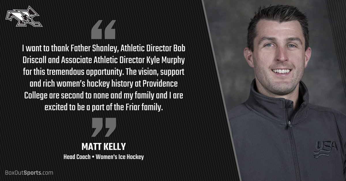 PCWHockey's tweet photo. Extremely excited to welcome Matt Kelly to the Friar family as our new head coach!! #GoFriars https://t.co/tAv5plyzsD