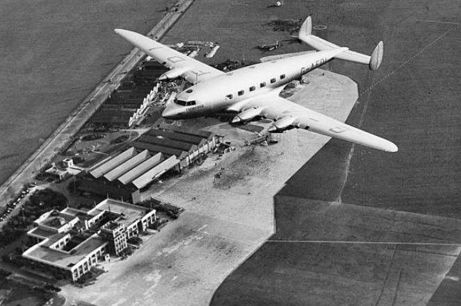The magnificent Imperial Airways De Havilland DH91 Albatross overhead London Croydon Airport c.1938- airliners didn’t get much more Art Deco than this.