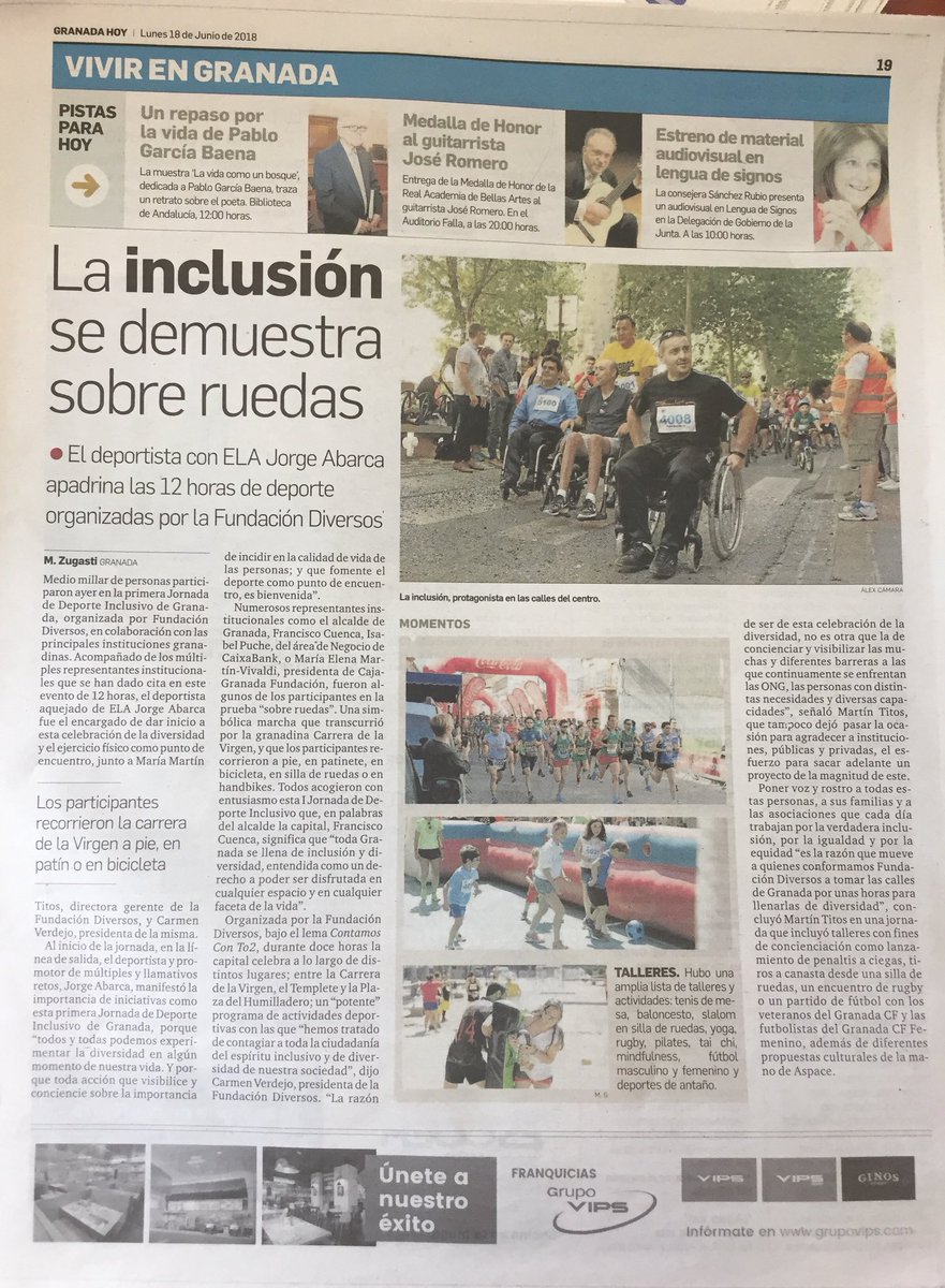 FundDiversos's tweet photo. Emociad@s aún por la  acogida a la I jornada de deporte inclusivo de Granada, os dejamos las impresiones de @granadahoy, en este magnífico reportaje. https://t.co/9ACQYxMkpO