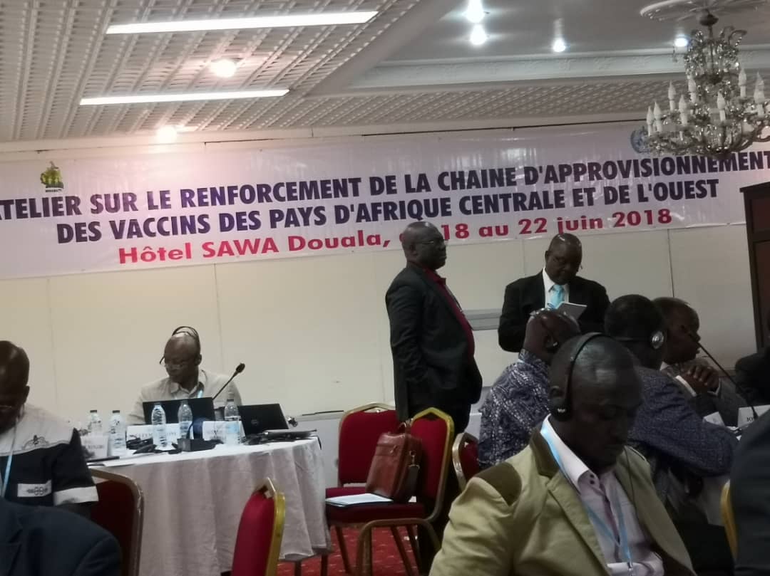 LOGIVAC's tweet photo. Le Centre #LOGIVAC assure la présidence de la 1ere journée de l'atelier sur renforcement de la #chaîne d'appro des #vaccins des pays de l'Afrique centrale et de l'ouest qui se tient à #Douala du 18 au 22 juin 2018. @AMPvaccinology @htraore3 @gavi_fr @UNICEF @WHO @adstwitamp https://t.co/EwsdQNGh3E