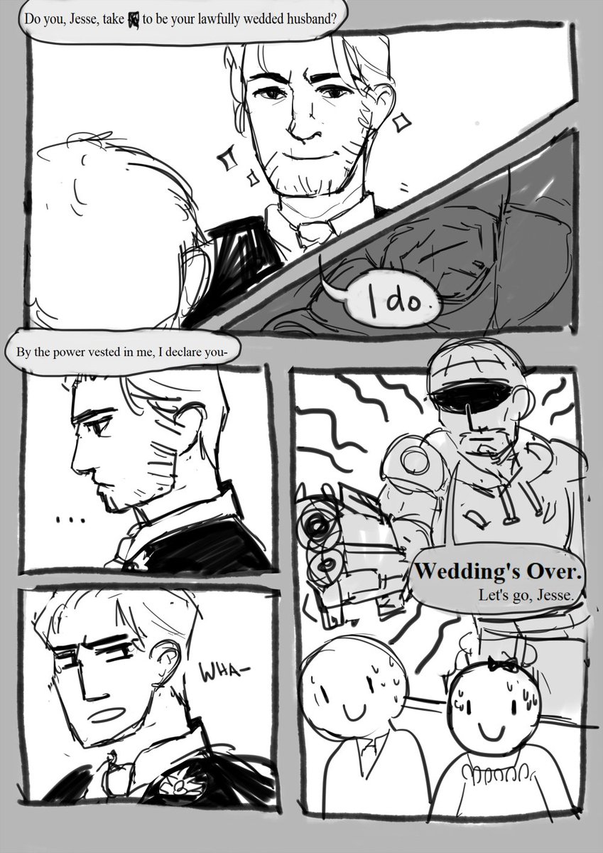 cloudraws's tweet photo. [DAY 2] INFILTRATION / EXTRACTION

Mccree, after months of undercover, finally woos his target enough to Marry him for information, etc. and Gabe Fucking Couldn't Let His Cowboy Wed Unwillingly.

Mccree: WHA- THE MISSION? GODDAMNIT GABE

#blackwatchweek #mcreyes @BlackwatchWeek https://t.co/gJd80vaqOw