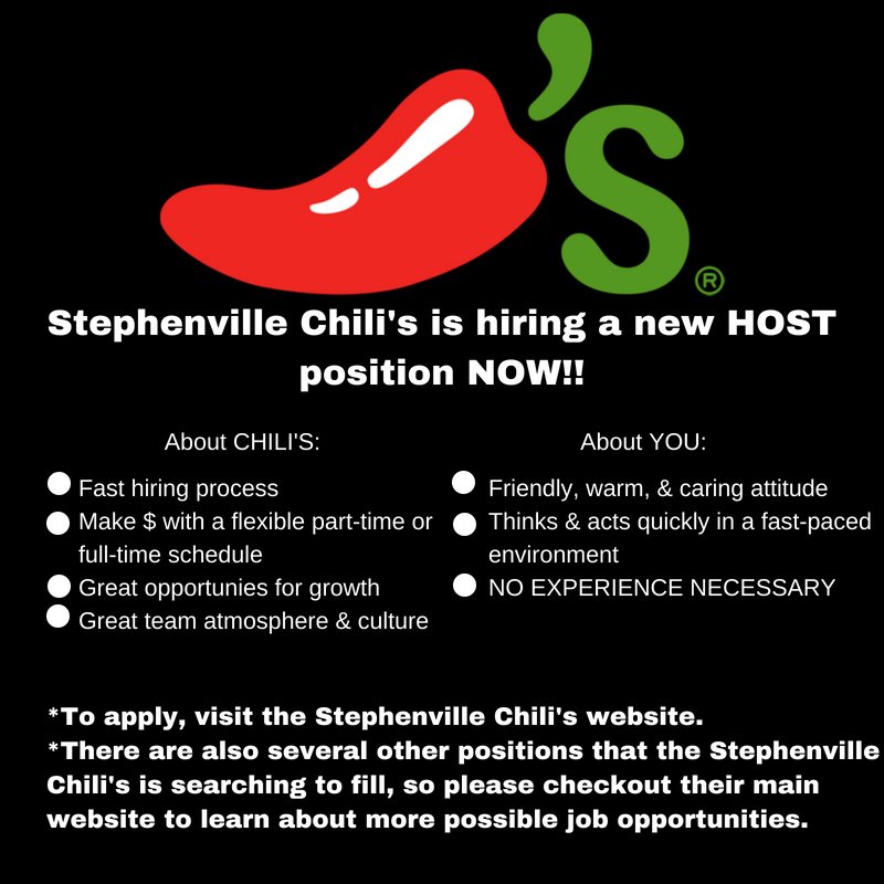 TarletonTxnSvcs's tweet photo. PSA to ALL Texans who may be searching for a part-time or full-time job in Stephenville! #enrolltarleton #jobsfortexans https://t.co/MRQzmhKhGU